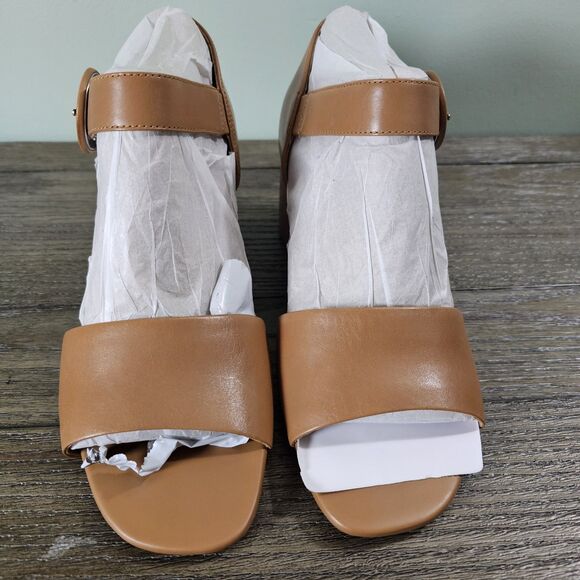 Vionic Chardonnay Block Heel Sandal Camel Brown Leather Womens 10 Wide - Picture 4 of 13